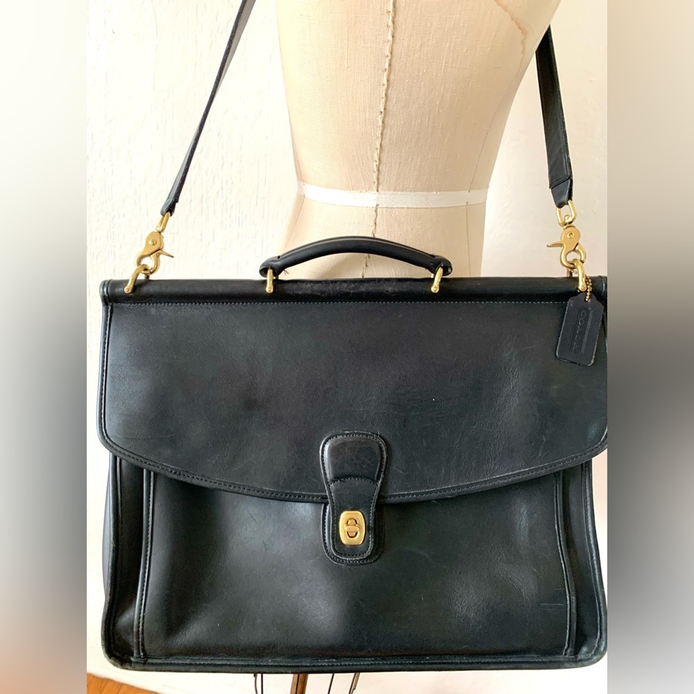 Vintage Coach Black Beekman Briefcase Bag - Glove tanned leather - Made in USA